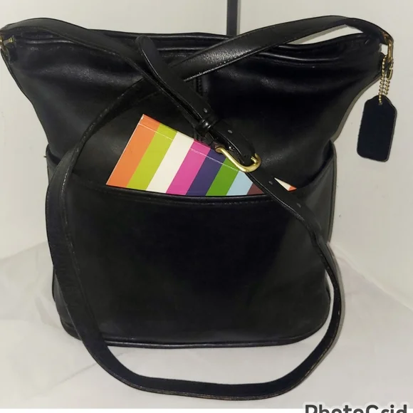 Coach Vintage Black Leather Bleecker Bucket Bag